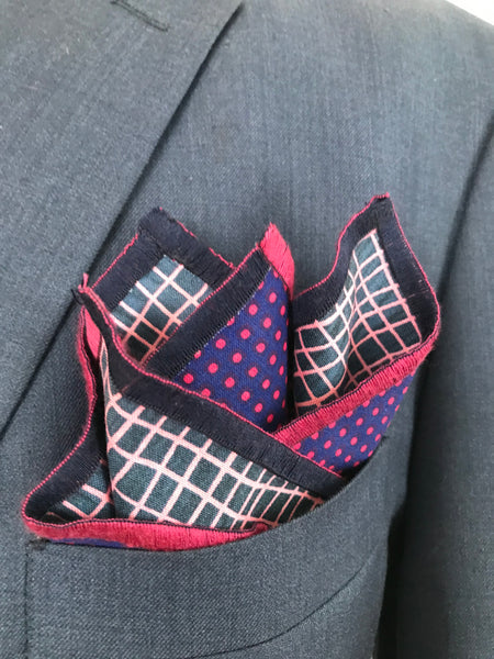 Pink and rose with blue and pink print reversible Bowtie set