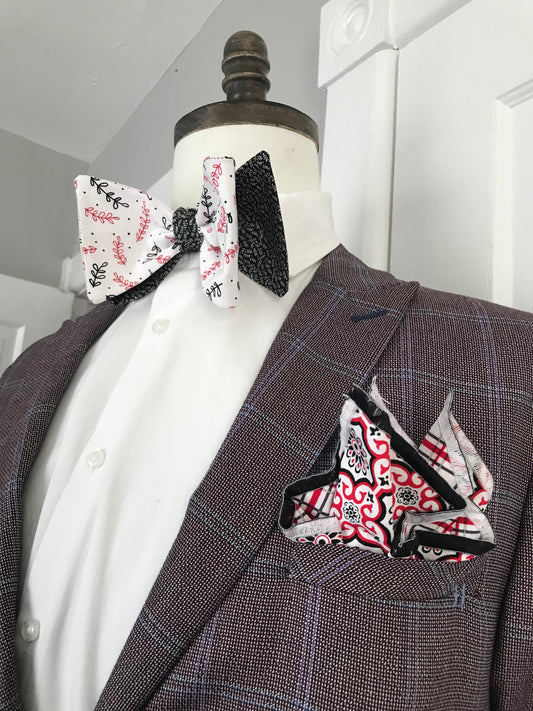 Red and black reversible Bowtie set (FATBOW)