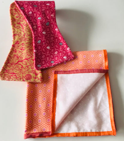 Rosy pink print with orange and rose  print reversible Bowtie set