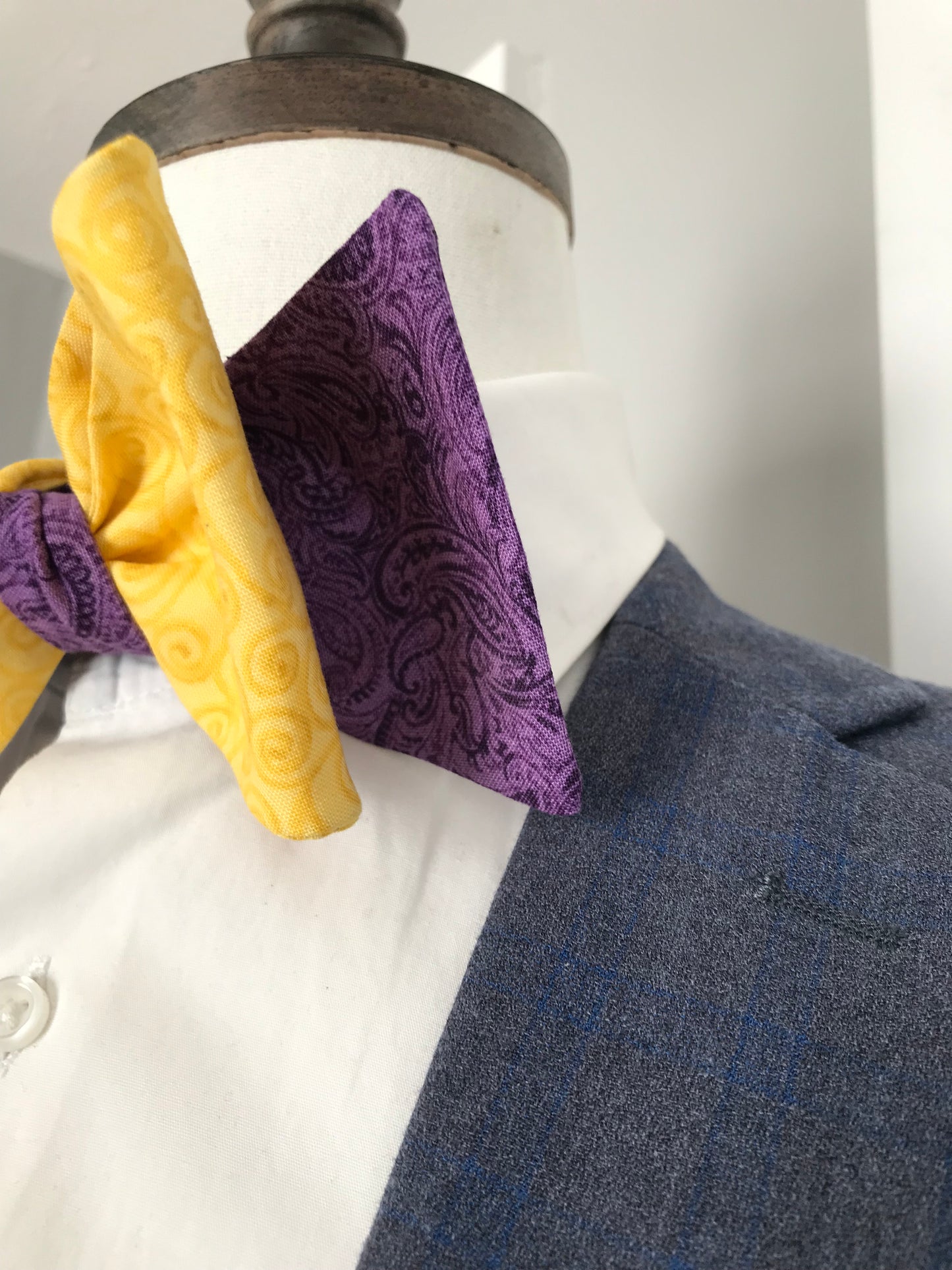 Purple and Gold reversible Bowtie set (FATBOW)
