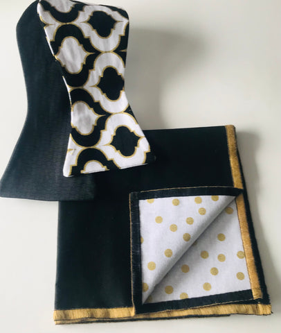 Black and gold reversible Bowtie set
