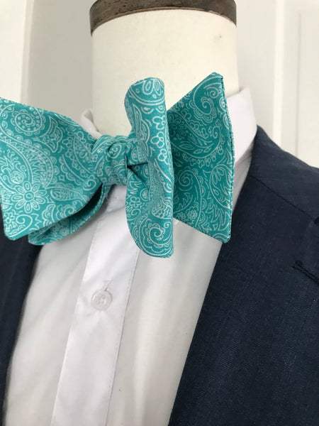 Teal paisley print Bowtie Set