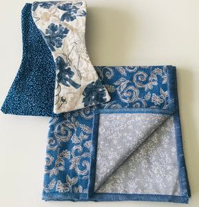 Blueish grey print with blueish print reversible Bowtie set