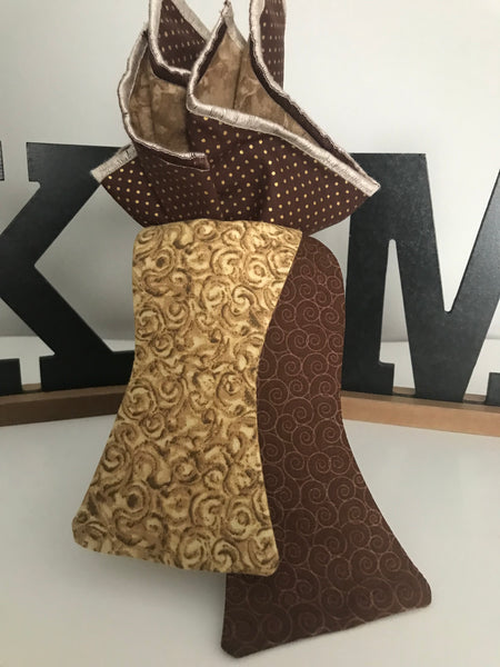 Milk chocolate mix with hints of gold Reversible Bowtie set