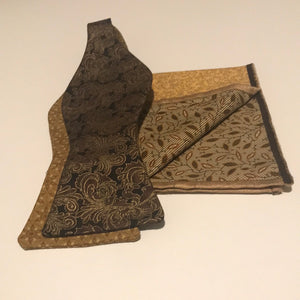Black and Goldish Brown print Bowtie Set