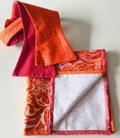 Rose print with orange and Rose print reversible Bowtie set