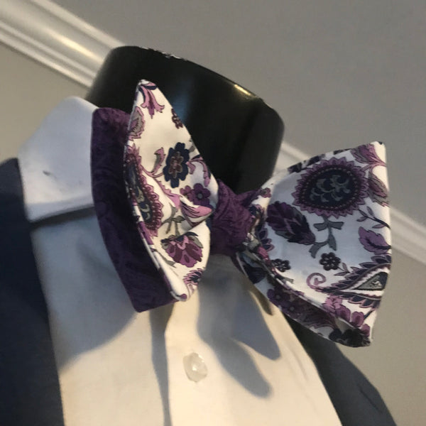 Purple paisley with purple and black paisley print Bowtie Set
