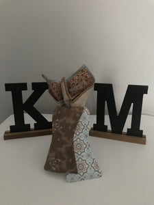 Baby blue and beige print Reversible Bowtie set