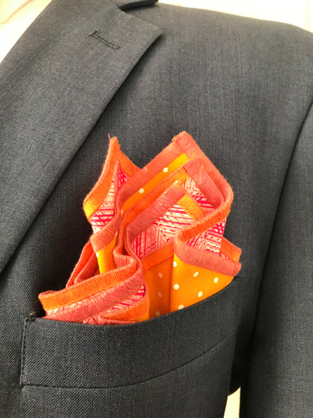 Rose paisley print with orange dots reversible Bowtie set