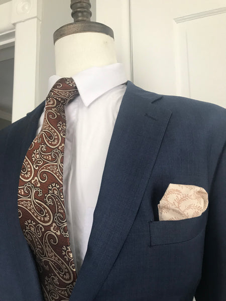 Brown and beige print tie set
