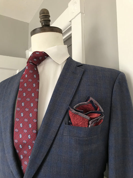 Burgundy and grey