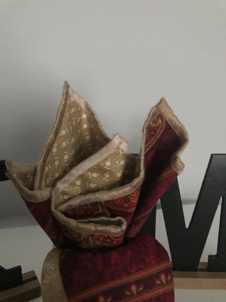 Rust print With Beige Reversible Bowtie set