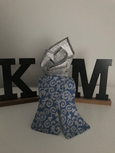 Blue and Light Grey Print Reversible Bowtie set