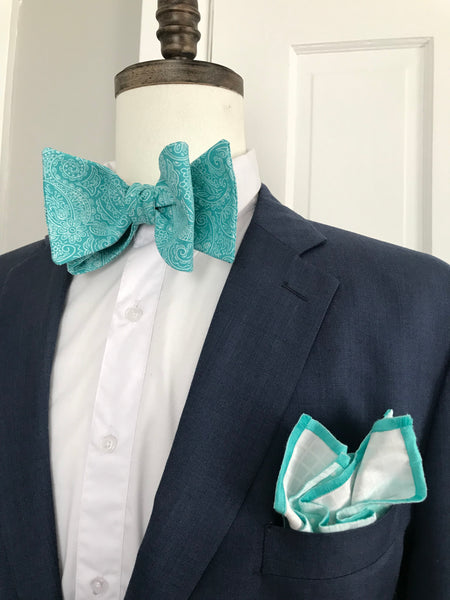 Teal paisley print Bowtie Set