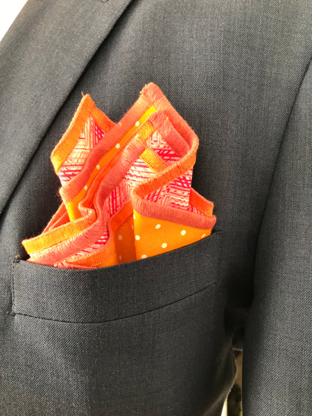 Rose paisley print with orange dots reversible Bowtie set