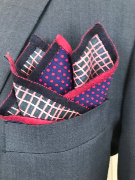 Pink and rose with blue and pink print reversible Bowtie set
