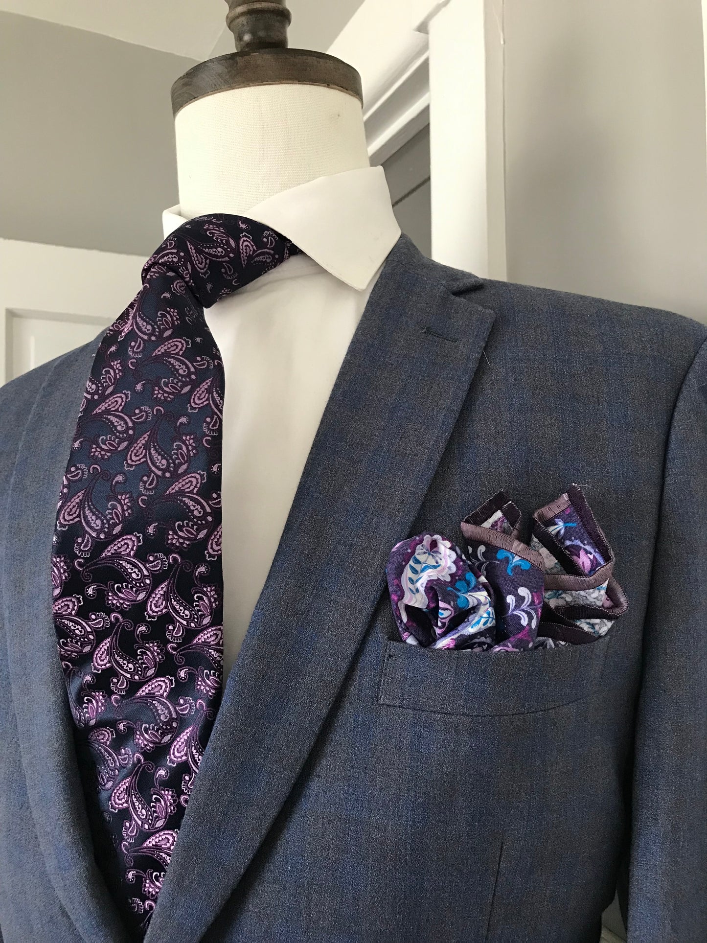 Purple print Tie set
