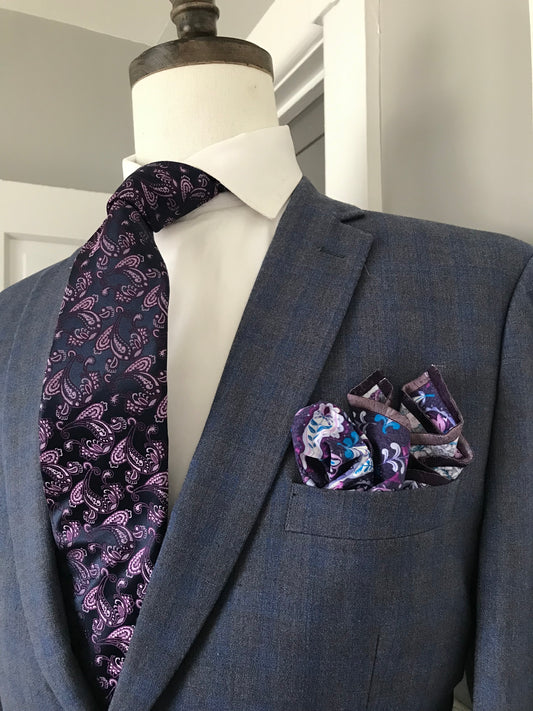 Purple print Tie set
