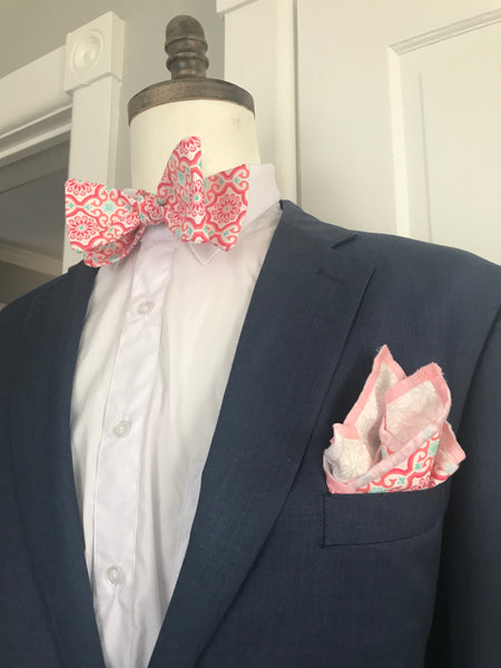 Pink print Bowtie Set