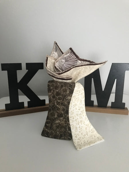 Beige and mixed brown Reversible Bowtie set