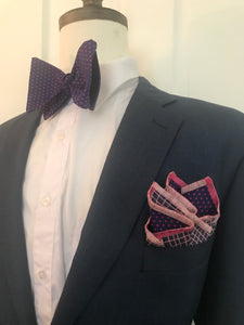 Blue and pink dot Bowtie Set ( FATBOW )