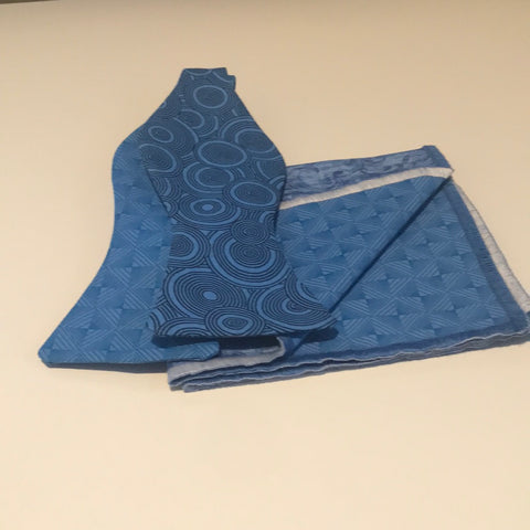 Royal Blue Multi Print Bow tie Set