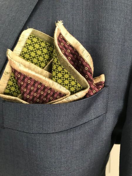 Burgundy white and green print burgundy and green print reversible Bowtie set