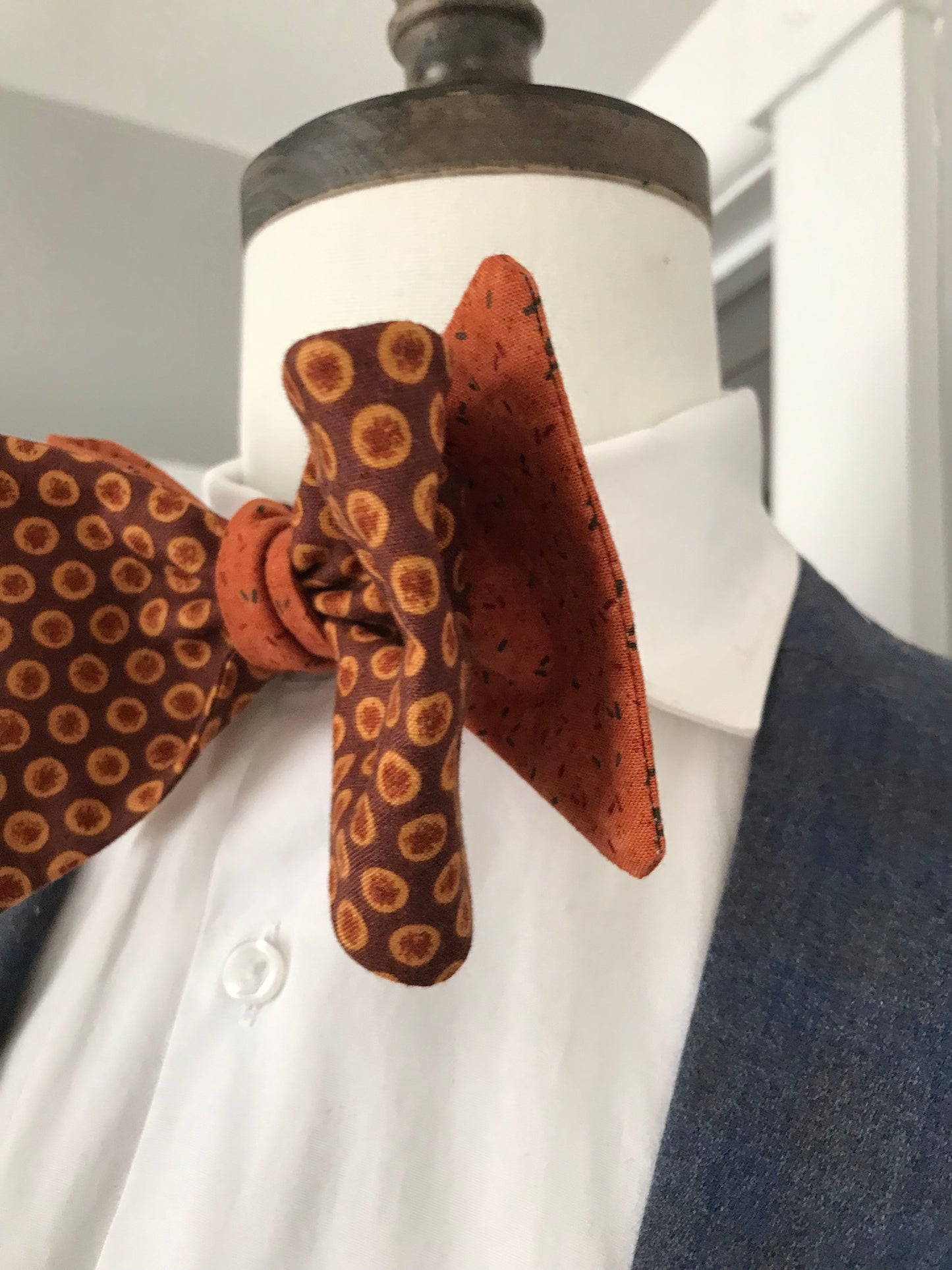 Rust on rust print reversible Bowtie set (FATBOW)
