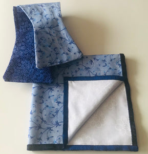 Powder blue and blue print reversible Bowtie set