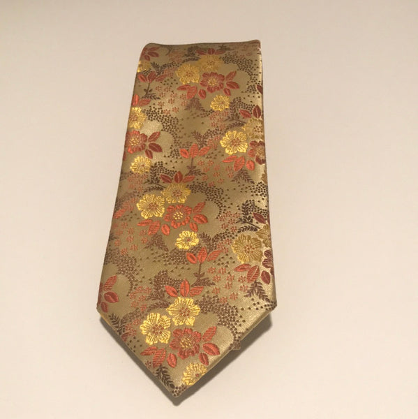 Burnt orange and golden print Tie set