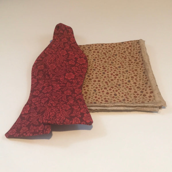 Reddish Print Bow tie set