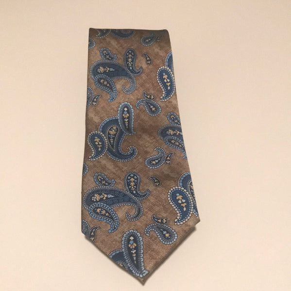 Deep Tan and Royal blue Paisley print Tie set