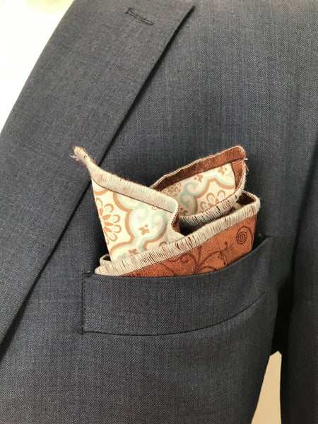 Baby blue and light brown print Bowtie Set