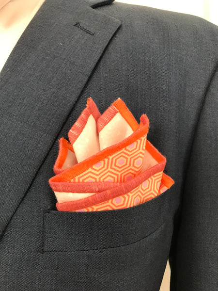 Rosy pink print with orange and rose  print reversible Bowtie set