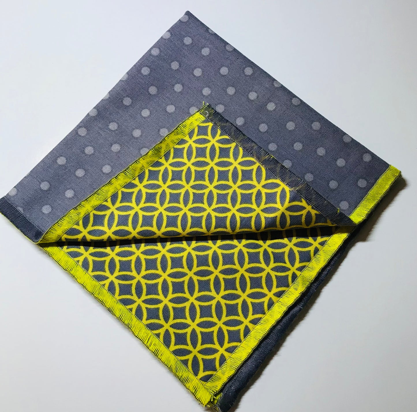 Grey and Yellow reversible Bowtie set with blending socks (FATBOW)