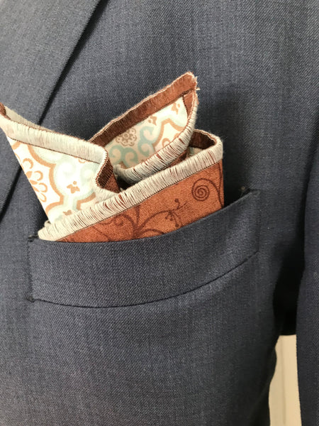 Baby blue and light brown print Bowtie Set