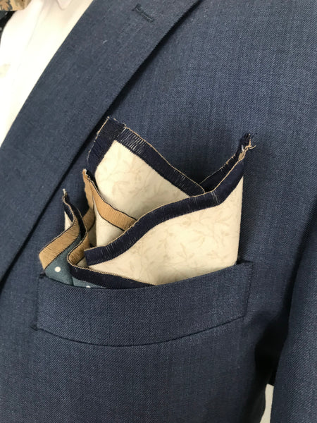Grayish blue print with blue grey dot reversible Bowtie set