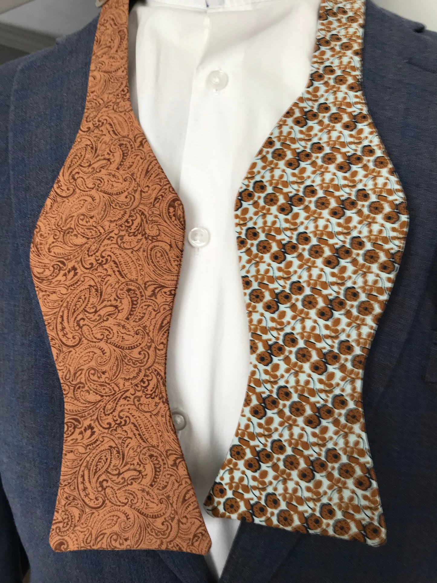 Coco brown and mixed brown reversible Bowtie set (FATBOW)