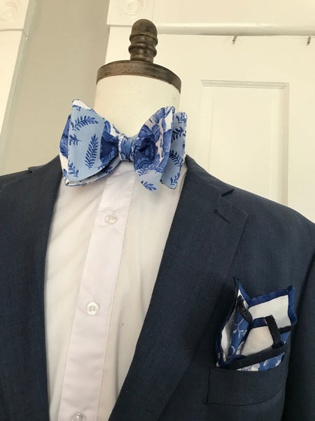 Mixed blue flower print Bowtie Set