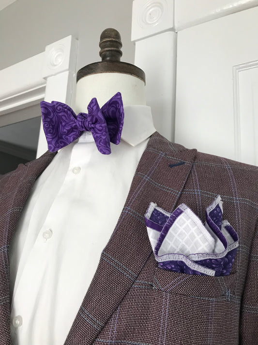 Purple paisley Bowtie set (traditional)