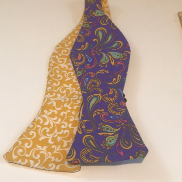 Purple and Gold Print Bowtie Set