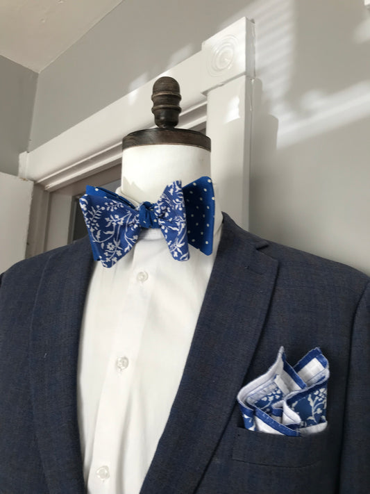 Royal blue reversible Bowtie set (FATBOW)