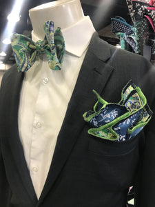 Green and Blue with Grey Bow tie set