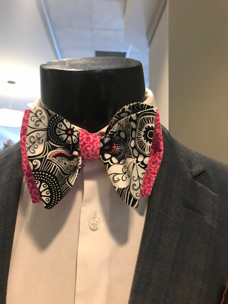 Pink  print and Black print Bowtie Set