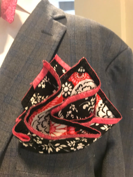 Pink  print and Black print Bowtie Set