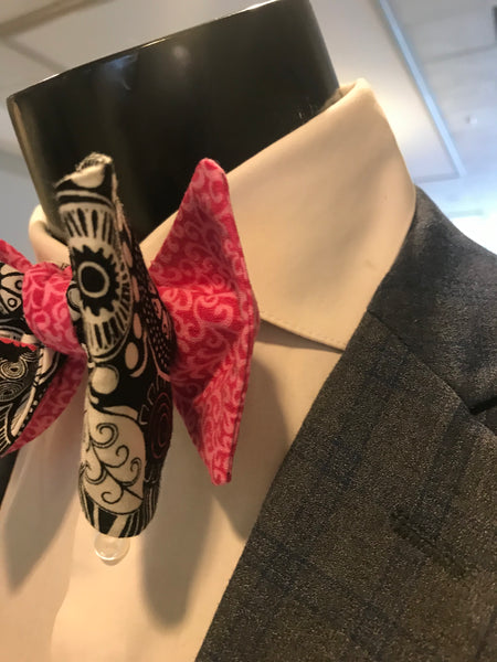 Pink  print and Black print Bowtie Set
