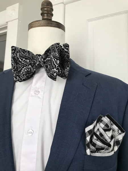 Black and white paisley print