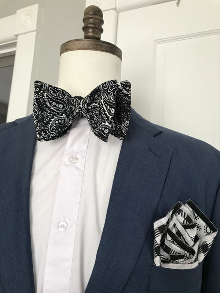 Black and white paisley print