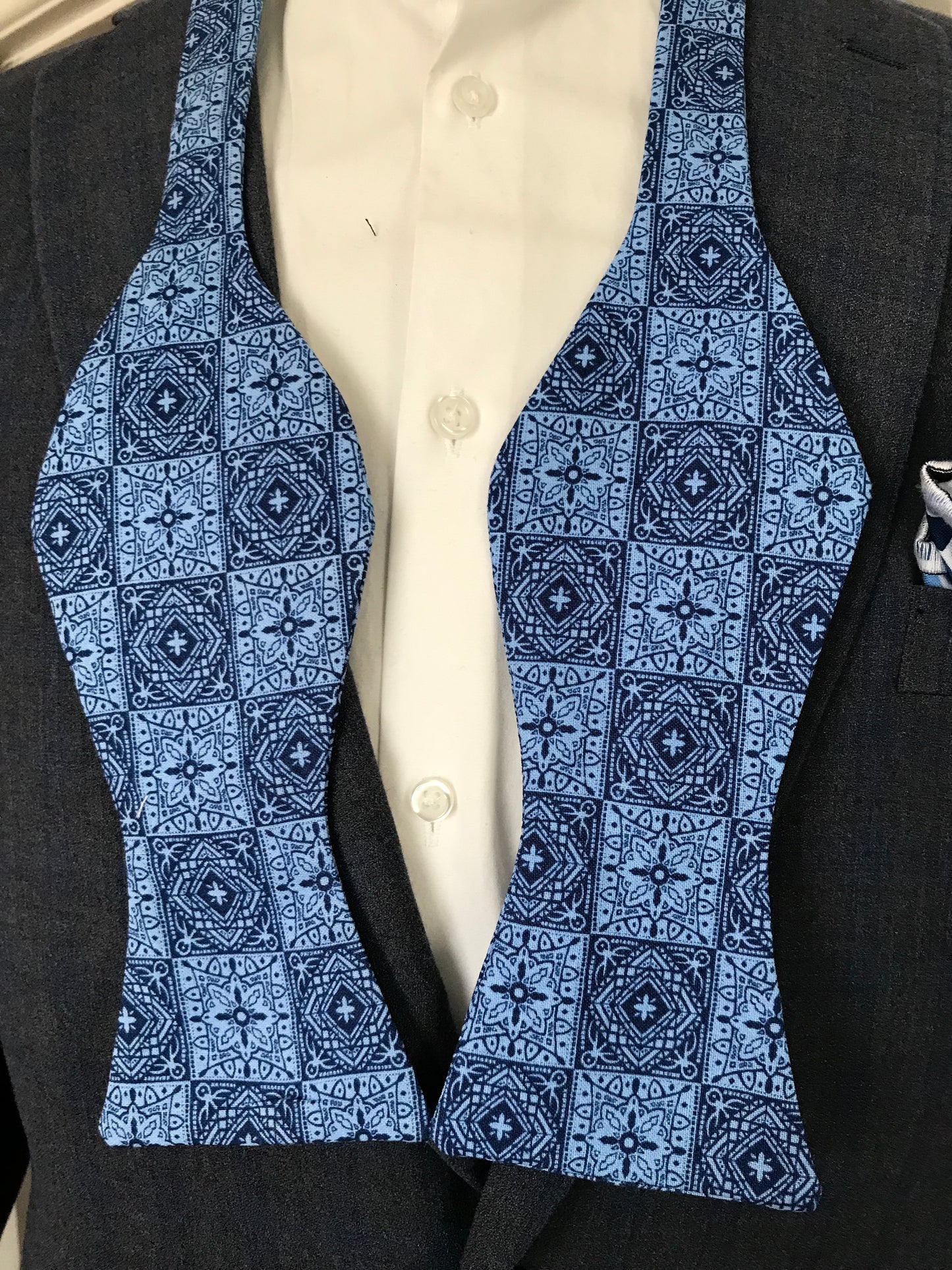 Blue print Bowtie Set (FATBOW)