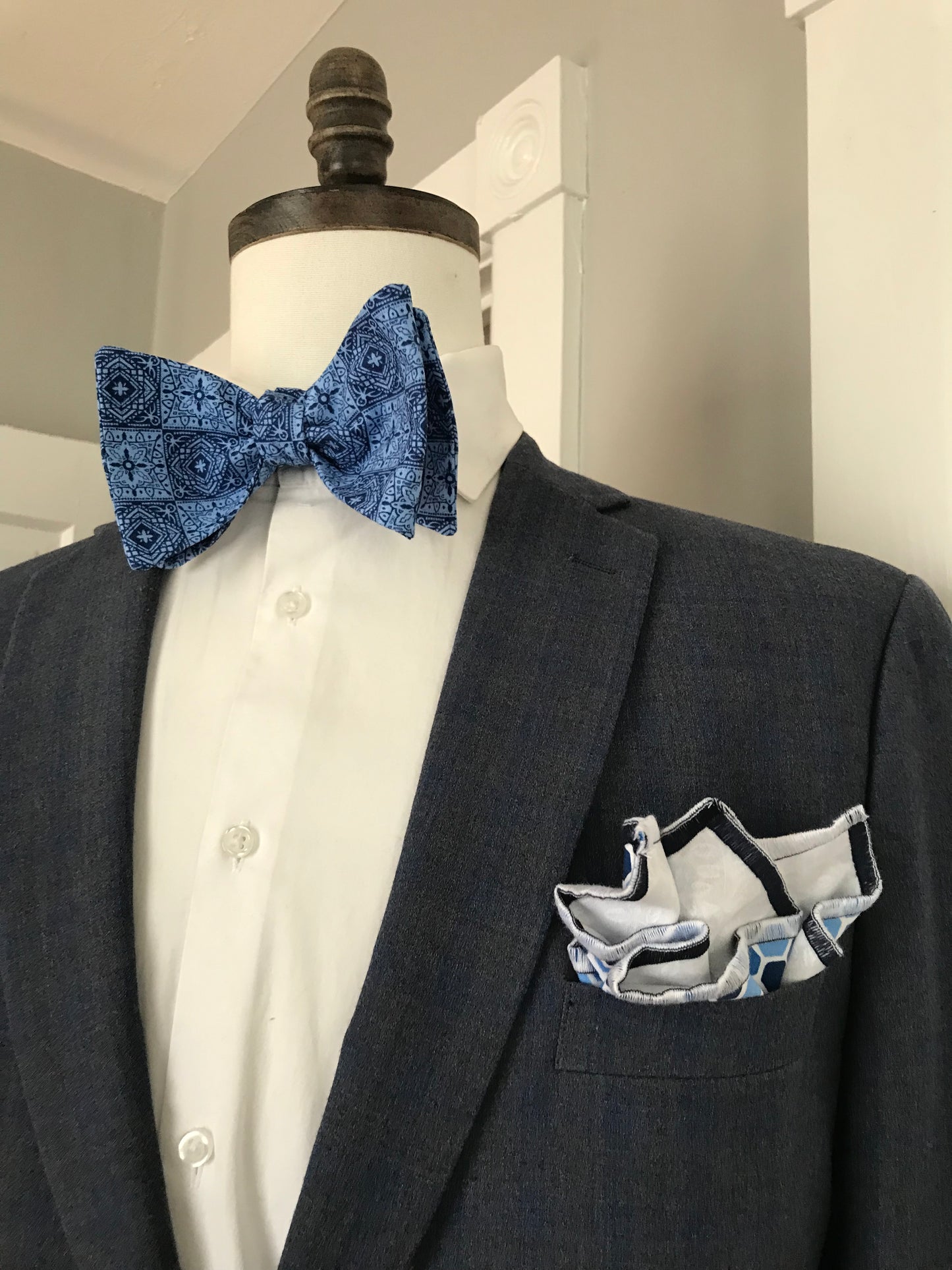 Blue print Bowtie Set (FATBOW)